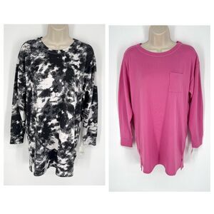 Jenni NEW Women's 2 Pack Bundle Sleep Shirts XS Lounge White Dynamic, Pink Tease